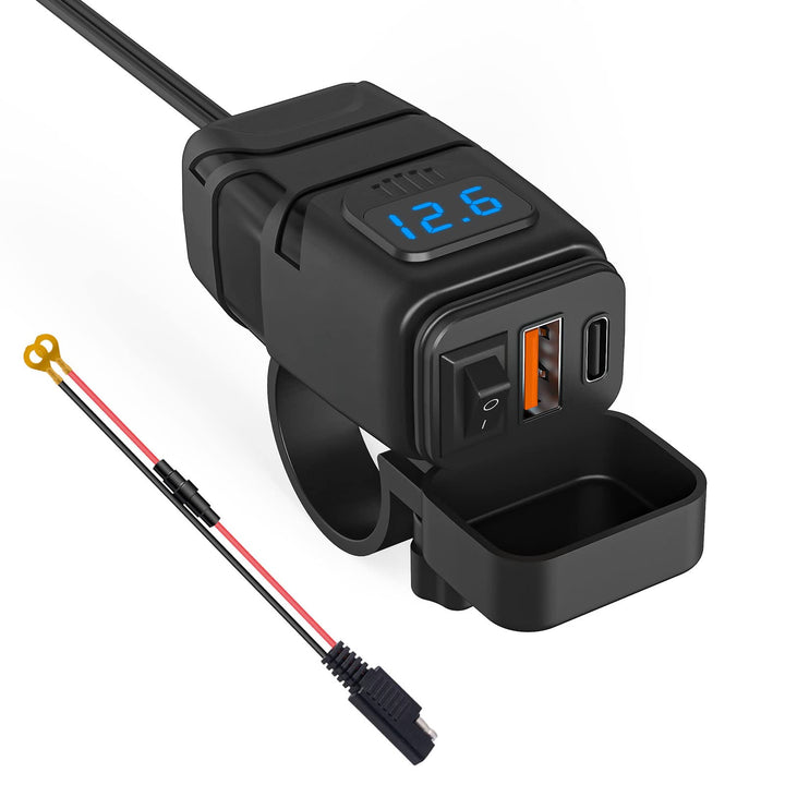 12V USB Steckdose Auto Ladegerät mit Schalter, Auto USB Ladegerät KFZ QC3.0 PD Type C mit Switch, KF