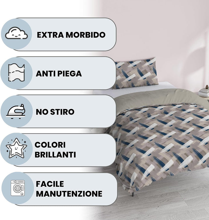 Fantasy Italian Bed Linen Bettbezug, Kleine doppelte, Mikrofaser, Pinselstrichen Pennellate Kleine D