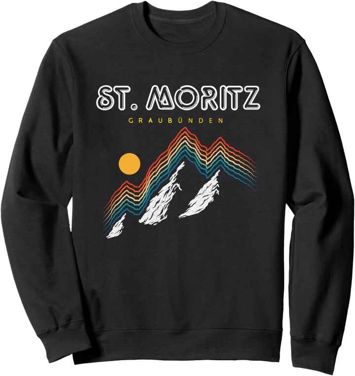St. Moritz Graubünden - Schweiz Retro 80s Skiferien Geschenk Sweatshirt