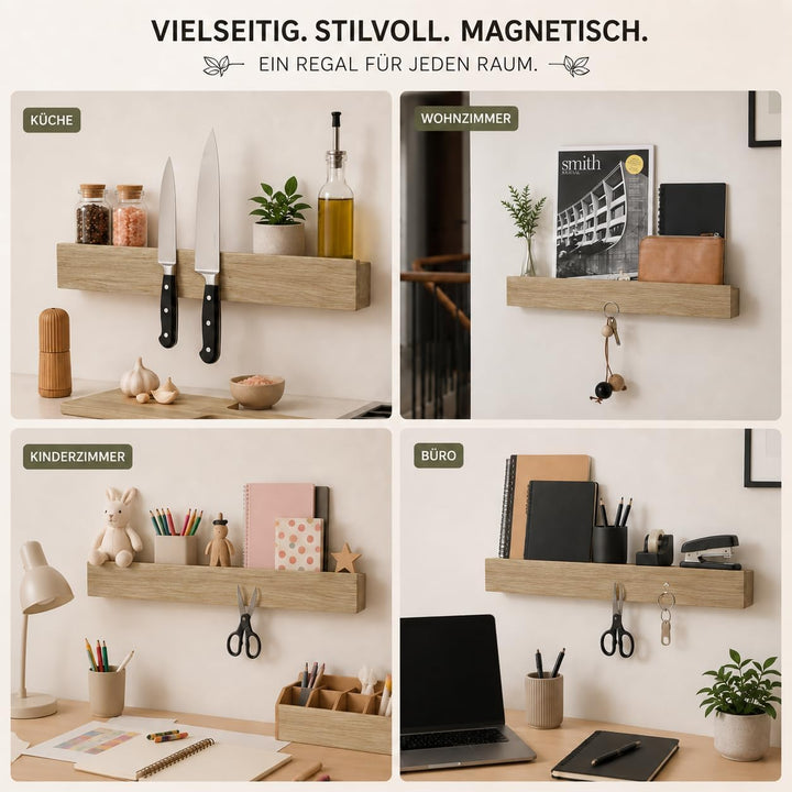 Messer Magnetleiste Eiche 40 cm mit Ablage Messerhalter