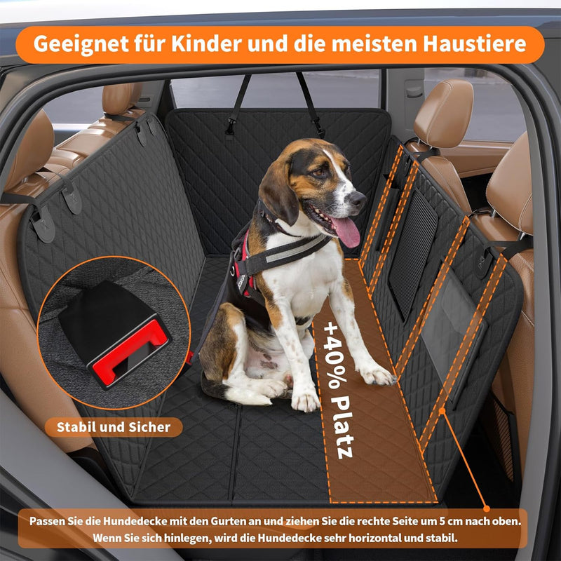 W&H Hundedecke Auto Rückbank mit Harter Unterseite, Universal Hundesitzbezug für Auto Rückbank mit S