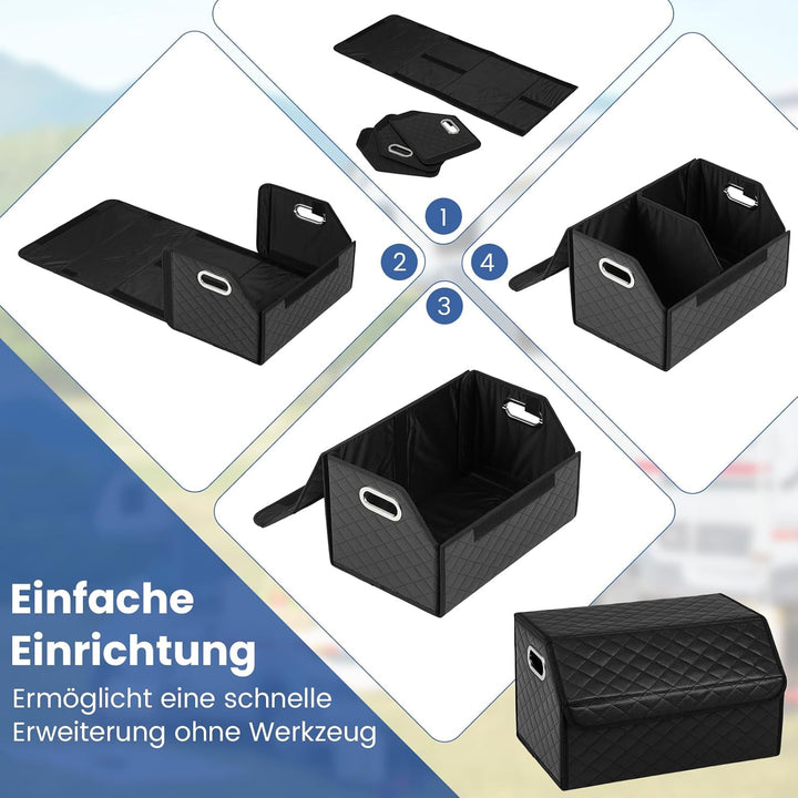 COSTWAY Auto Kofferraum mit Deckel, 35 L Kofferraum-Organizer faltbar, SUV Limousine Aufbewahrungsbo