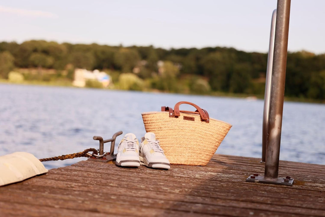 NATUREHOME Palmblatt-Tasche mit heller Auskleidung Umhängetasche und Einkaufskorb in einem Palmblatt