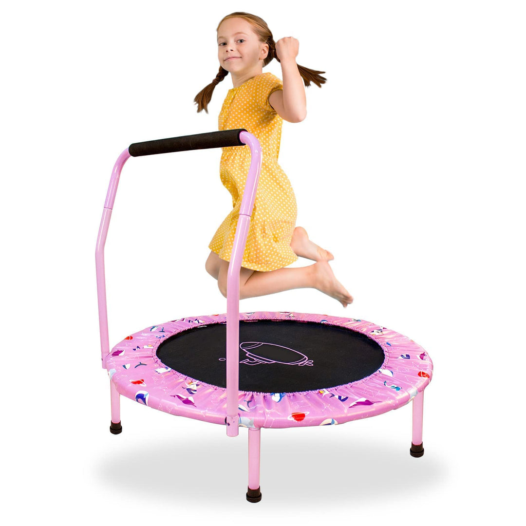 Trampolin Kinder,Ø 96cm Mini Trampolin Indoor mit,Jumping Trampolin Fitness Rebounder mit Verstellba