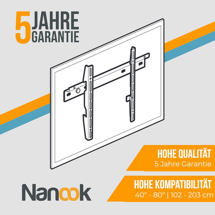 Nanook Flache und Neigbare TV-Wandhalterung für 40–80 Zoll Fernseher – Neigbar für TVs bis 65 Zoll,