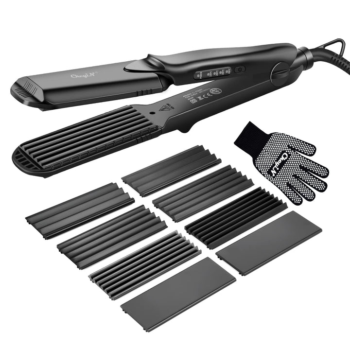 CkeyiN Kreppeisen für Haare,4 in 1 Haarglätter Glätteisen Keramik,Multistyler Glätteisen Set Wellene