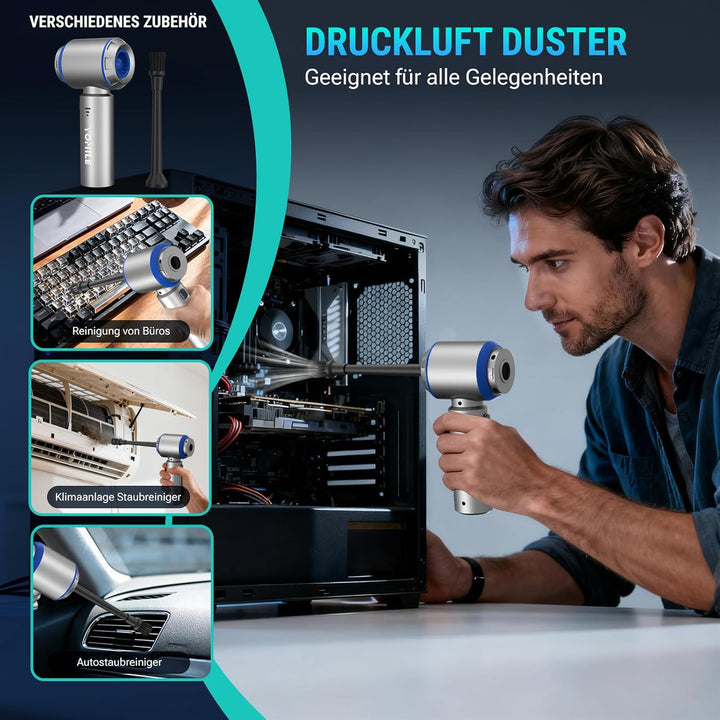 Yomile Handstaubsauger Kabellos,25000PA 4 in 1 Handstaubsauger Akku,Autostaubsauger mit Bürstenloser