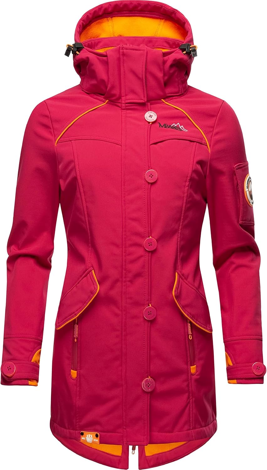 MARIKOO Damen Outdoor Parka Kurzmantel Outdoor Mantel wasserdicht mit Kapuze Soulinaa XS Fuchsia, XS