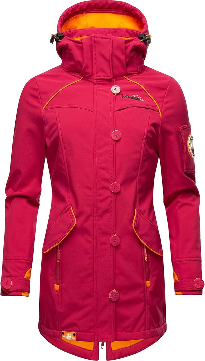 MARIKOO Damen Outdoor Parka Kurzmantel Outdoor Mantel wasserdicht mit Kapuze Soulinaa XS Fuchsia, XS