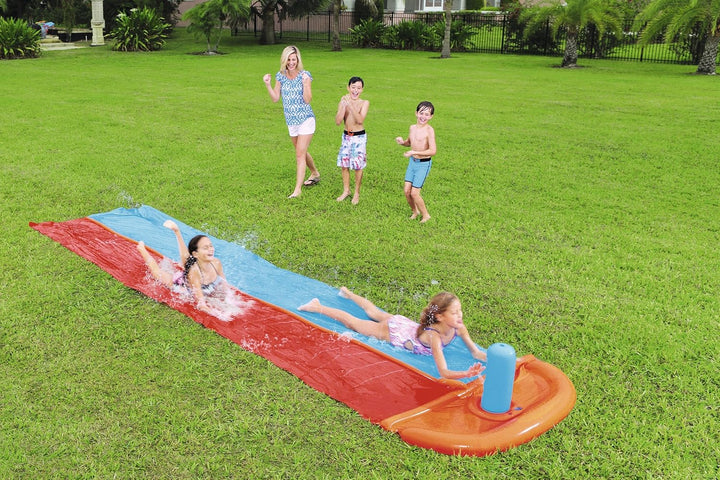 Bestway H2oGo Doppel- Wasserrutsche mit Ziel -Fontaine 1,2,3 Go! 549 cm Zweispuriger Dragstrip, Zwei