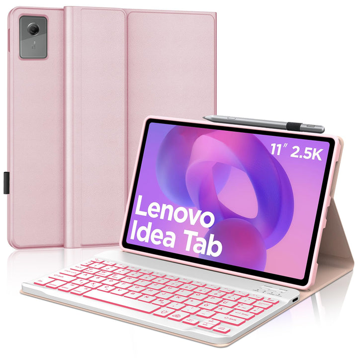 Beleuchtete Tastatur Hülle für Lenovo Idea Tab 11" (2025), 7-Farben-Hintergrundlicht Bluetooth Keybo