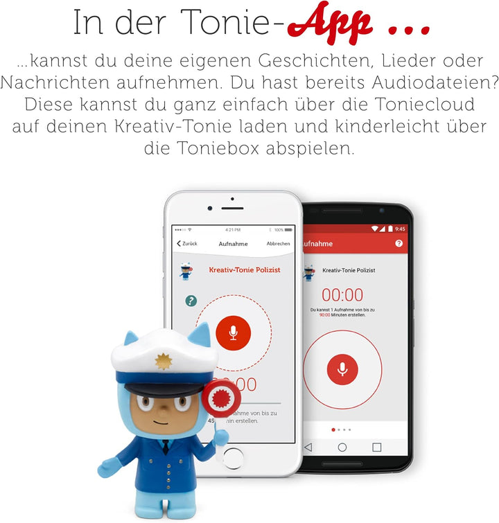 tonies Hörfigur für Toniebox, Kreativ Polizist, zum Selbstbespielen, 90 Minuten Speicher für eigene
