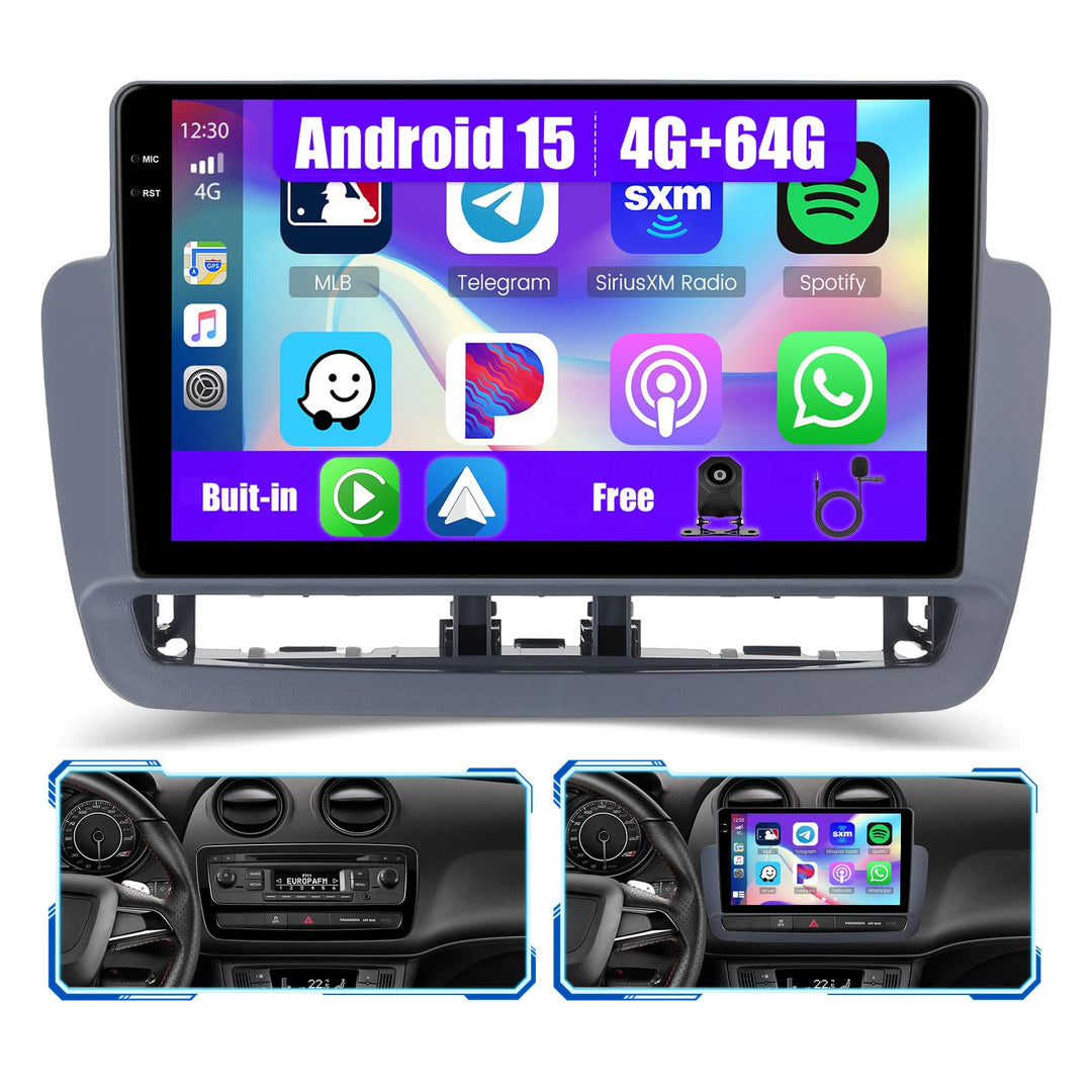 [4G+64G] Inefala Android 15 Autoradio für Seat Ibiza 2012-2015 mit Wireless Carplay Android, 9 Zoll