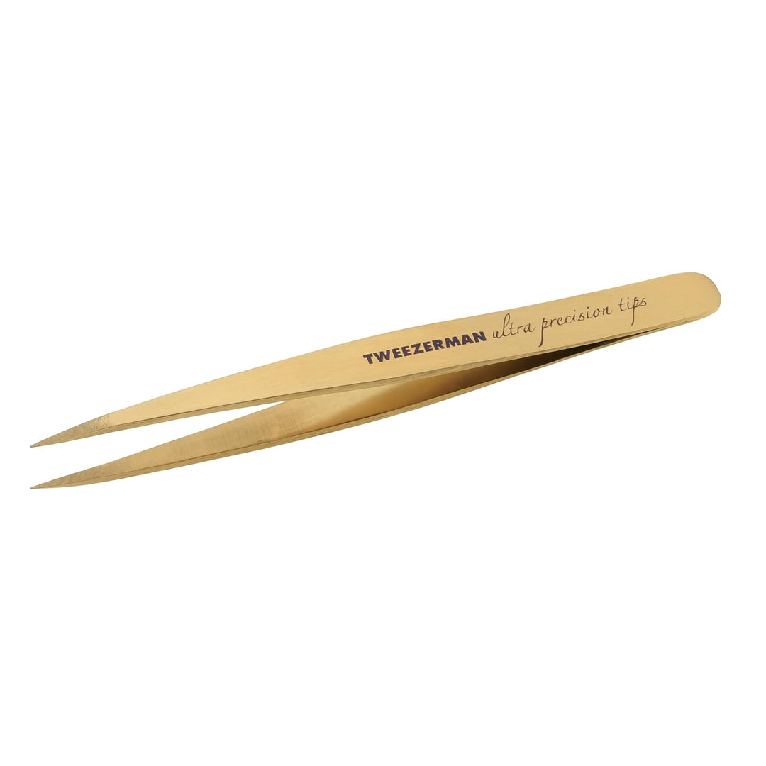 TWEEZERMAN Pinzette mit Präzisions-Spitze aus Rostfreiem Edelstahl, Gold, Gold