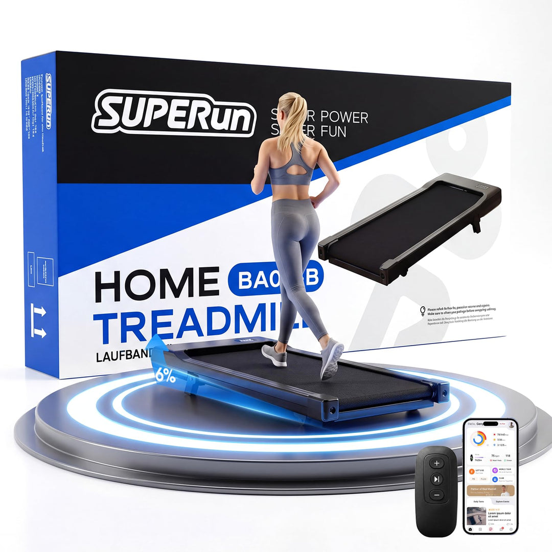 Superun Walking Pad max 159 KG/136 KG, Laufband für Zuhause mit Trainingsmodus, Leise Laufband Schre
