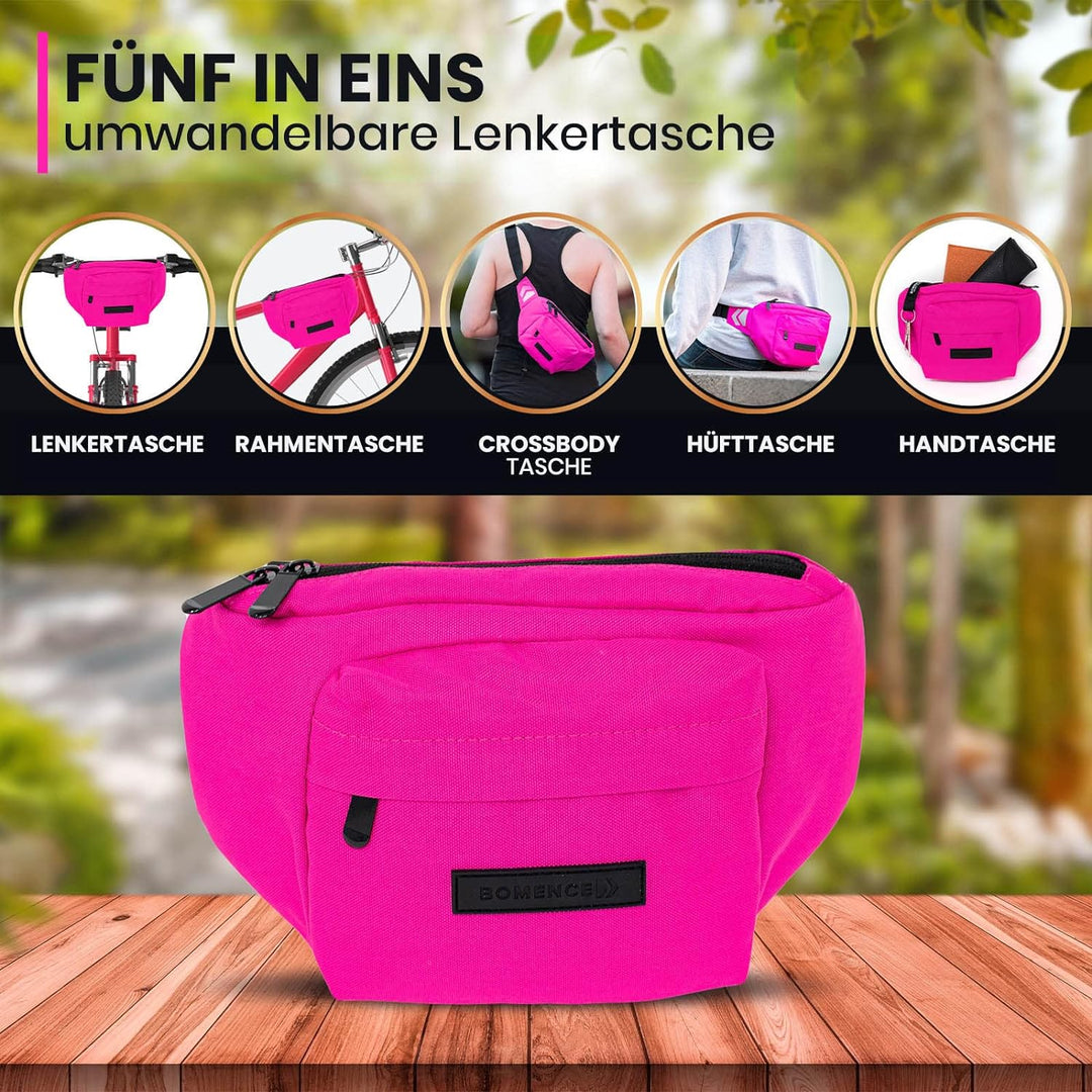 Bomence kleine Fahrrad Lenkertasche Hüfttasche 2-in-1, Gürteltasche, nachhaltige Bauchtasche aus rec