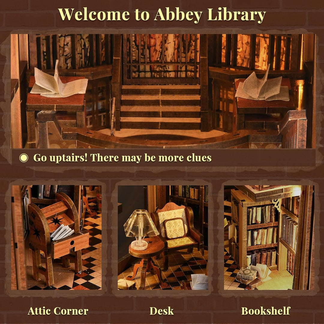 Book Nook Kit, DIY Puppenhaus Buch Ecke Miniatur Kit für Erwachsene Teens, 3D Holzpuzzle Bücherecke