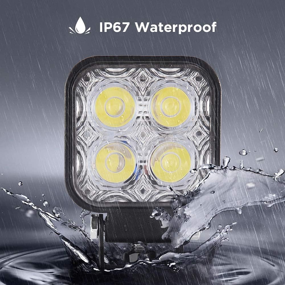 Viugreum 2 pack Led Arbeitsscheinwerfer 12V - 24V, 12W Led Zusatzscheinwerfer, Kaltweiss, IP67 Wasse