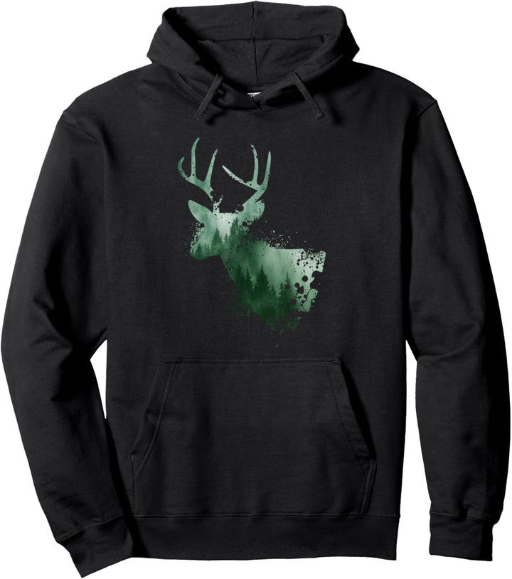 Tiermotiv Silhouette | Jäger Jägerin | Rothirsch Hirsch Pullover Hoodie