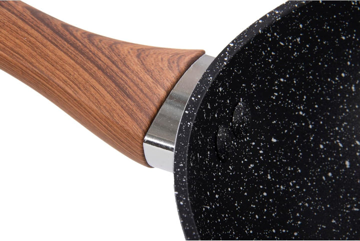 Wenco Wok-Pfanne, Ø 28 cm, Induktionsgeeignet, Aluminium mit PFOA-freier Antihaftbeschichtung, Schwa