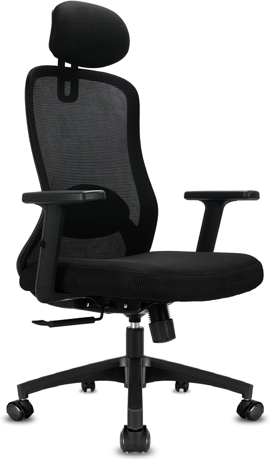 Milacyee Bürostuhl, Bürostuhl Ergonomisch, Schreibtischstuhl mit Kopfstütze, Armlehnen, Lendenwirbel