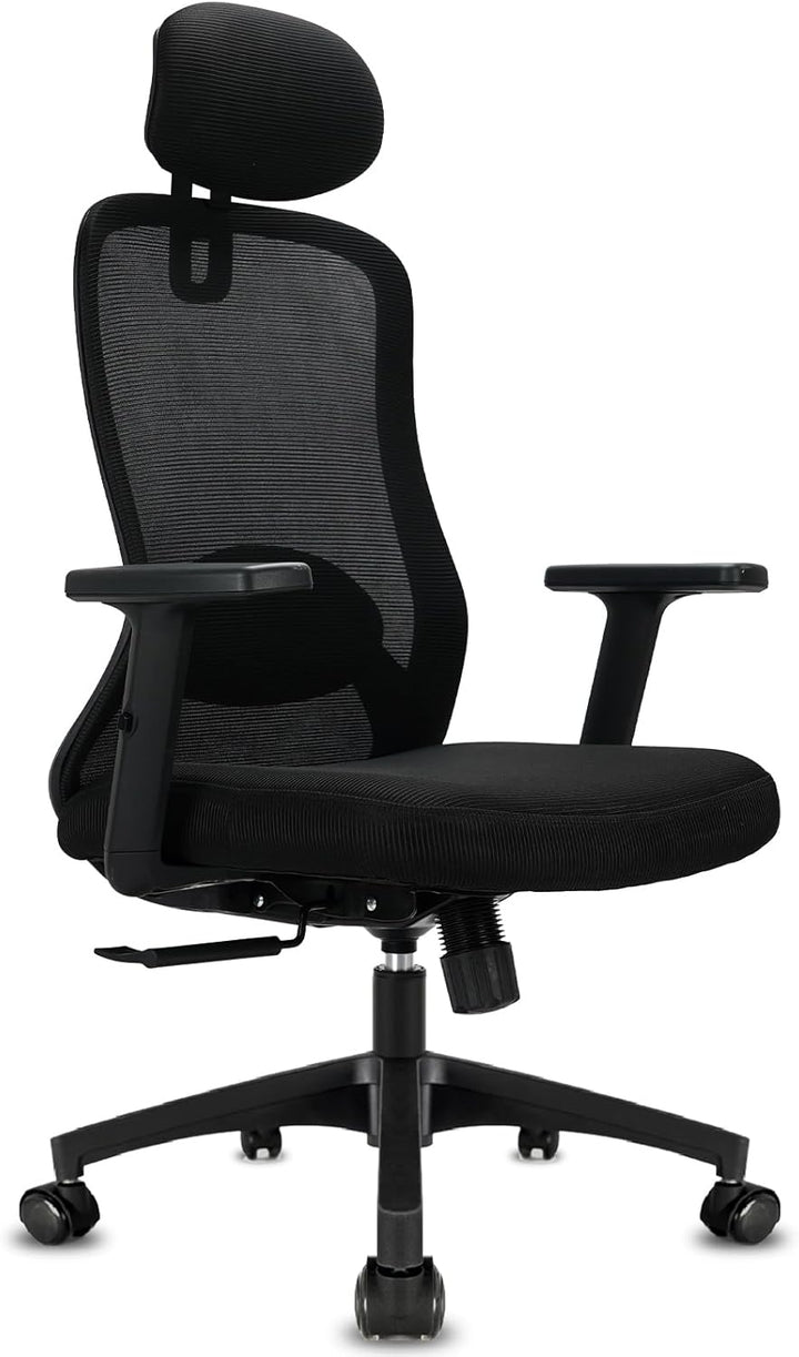 Milacyee Bürostuhl, Bürostuhl Ergonomisch, Schreibtischstuhl mit Kopfstütze, Armlehnen, Lendenwirbel