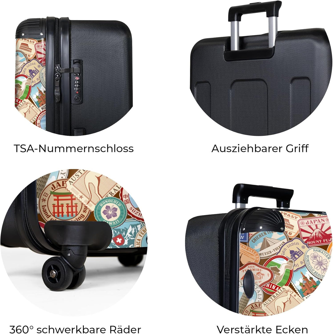 NoBoringSuitcases.com® Koffer XL Gross 77x51.5x28 cm Reisekoffer mit 4 Rollen Leicht Trolley Hartsch