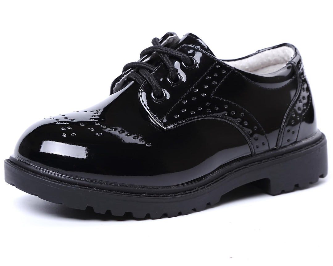 Jungen Schnürhalbschuhe wasserdichte Lackschuhe Schule Oxfords Uniform Hochzeit Anzugschuhe, 21 EU S