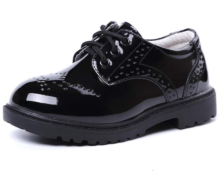 PPXID Jungen Schnürhalbschuhe wasserdichte Lackschuhe Schule Oxfords Uniform Hochzeit Anzugschuhe 23