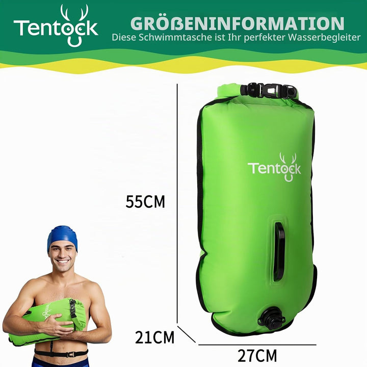 Tentock Schwimmboje 28L Wasserdicht Aufblasbare Trockentasche Schwimmen Sicherheitsschwimmer für Was