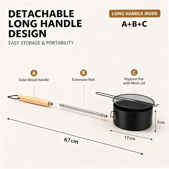 Popcorn Maker Lagerfeuer, Outdoor Popcornpfanne für Lagerfeuer &amp; Grill Popcorn Topf mit Deckel &amp; 50c