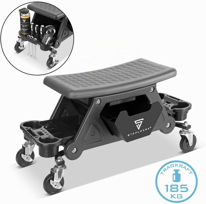 STAHLWERK Werkstatthocker WRS-185 mit 185 kg Tragkraft Werkstattsitz | Werkstattstuhl | Rollhocker |