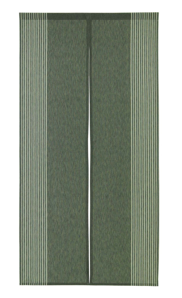 Narumi Japanischer Noren-Vorhang, vertikal, gestreift, Baumwollstoff, Dunkelgrün, Dunkelgrün
