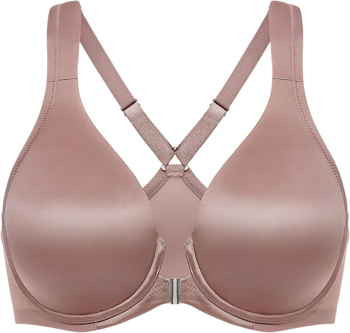 DELIMIRA Damen BH mit Vorderverschluss Seamless Bügel BHS Grosse Brüste Vollschalen Racerback Ungefü