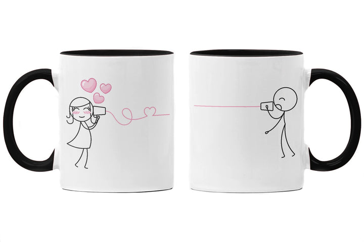 Trendation - Fernbeziehung Geschenk Tassen Set Partner Liebe Geschenk für Freundin Freund Liebesgest