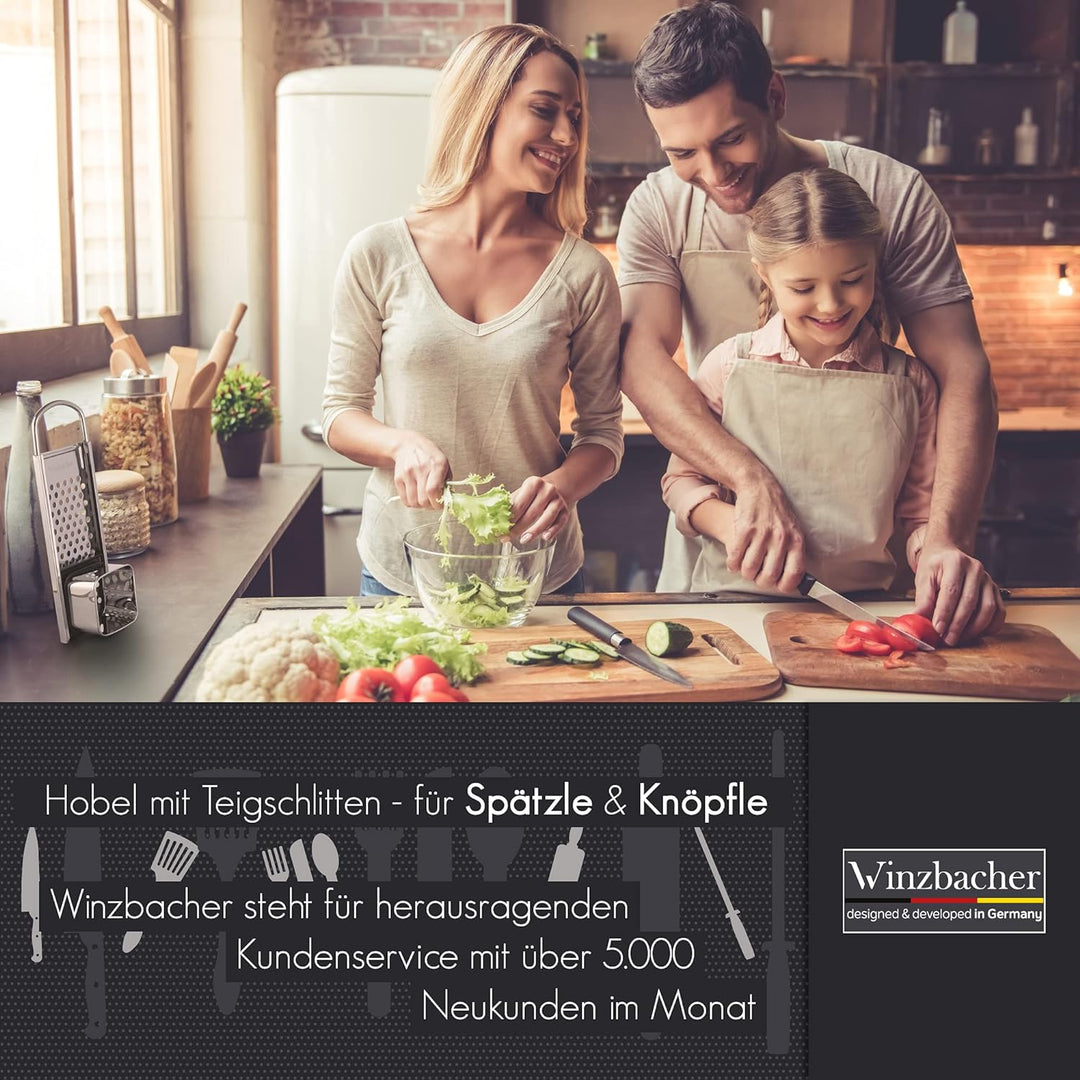 Winzbacher Edelstahl Spätzlehobel mit Teigschlitten [Topf Ø von 16-30cm] Spülmaschinenfest | Rostfre
