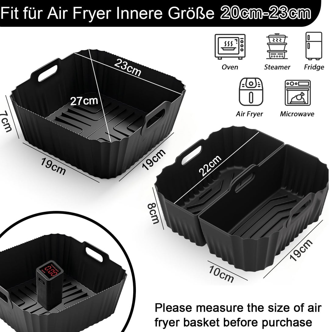 3 Stück Airfryer Silikonform für Heissluftfritteuse, Air Fryer Zubehör Wiederverwendba Silikon Einsa