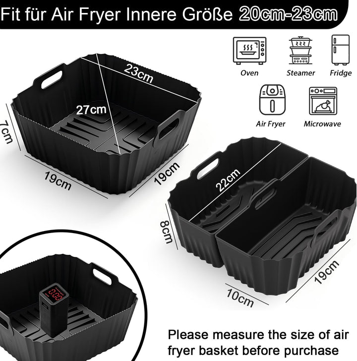 3 Stück Airfryer Silikonform für Heissluftfritteuse, Air Fryer Zubehör Wiederverwendba Silikon Einsa
