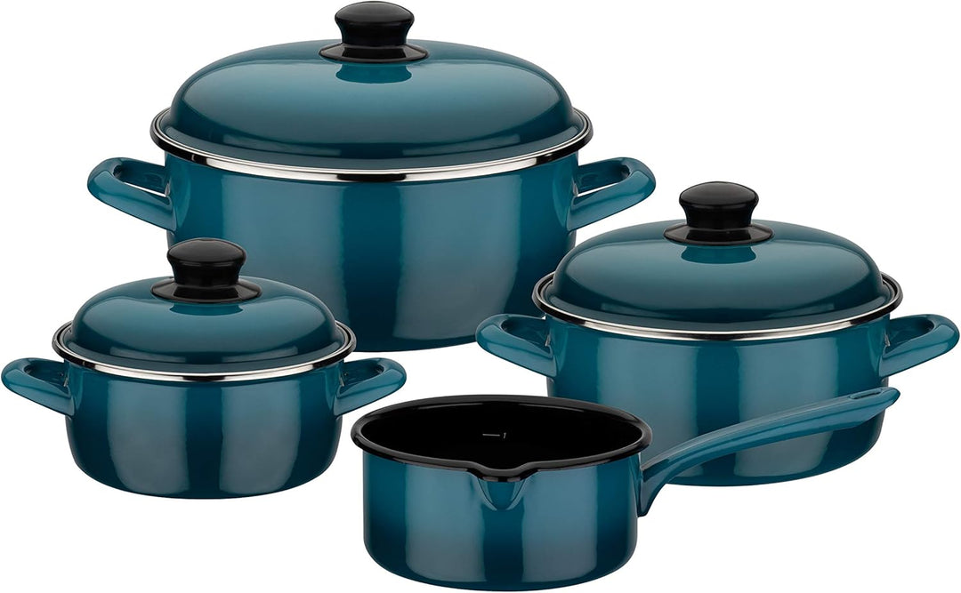 GSW 190107 Kochtopf-Set Blue Shadow 7-tlg, Stahl-Emaille