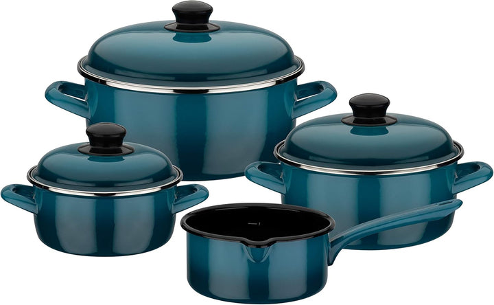 GSW 190107 Kochtopf-Set Blue Shadow 7-tlg, Stahl-Emaille