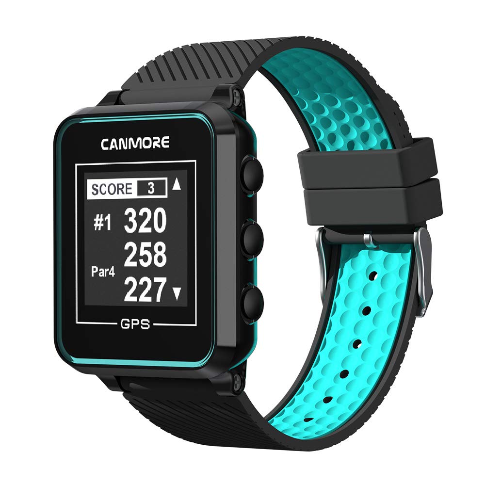 Canmore TW353 Golf-GPS-Uhr, kontrastreiches LCD-Display, leichtes Golfzubehör, Türkis/Schwarz, Türki