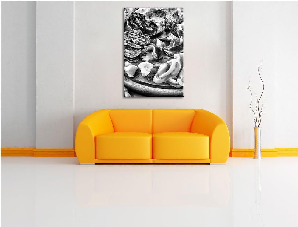 Pixxprint Brotzeit mit Wurst als Leinwandbild/Grösse: 100x70 cm/Wandbild/Kunstdruck/fertig bespannt,