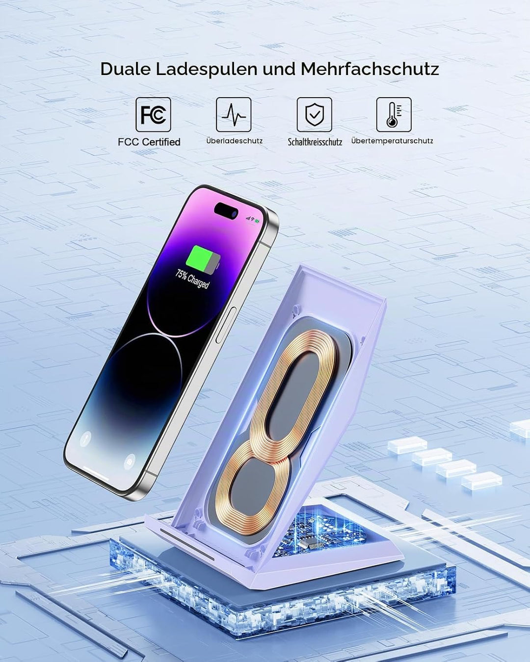 NANAMI Fast Wireless Charger, Induktive Ladestation für Apple iPhone 17 16 15 14 13 12 Pro 11 XS Max