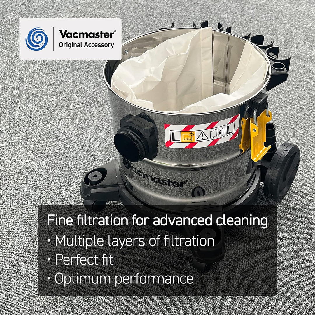Vacmaster 950131 30 l Feinfiltrations-Staubbeutel für Nass- und Trockensauger und Staubabsauger, Wei