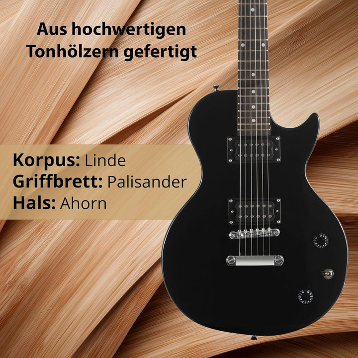 Rocktile LP-100 BL E-Gitarre (Korpus: Linde, Palisander Griffbrett, Finish: Schwarz High Gloss) Schw