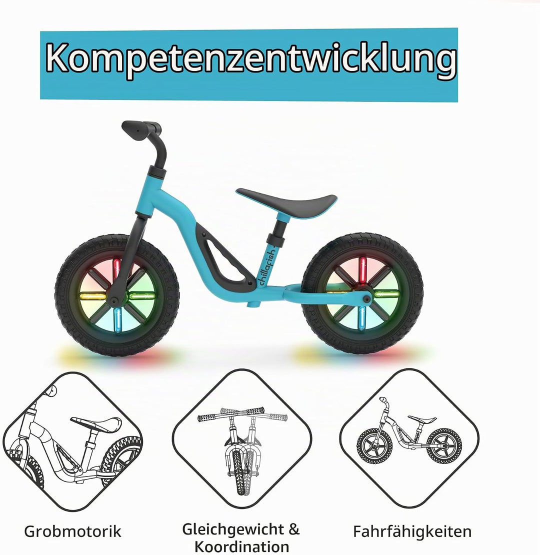 Chillafish Charlie Laufrad, Mit 10 Zoll oder 12 Zoll Reifen, mit Leuchträdern oder Anderen Accessoir