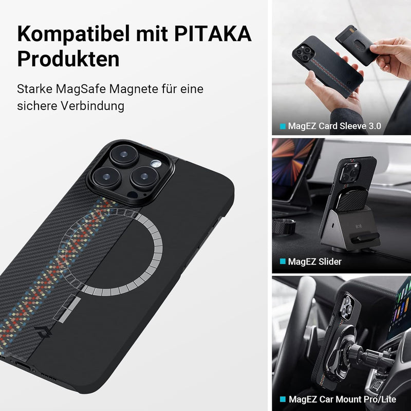 pitaka Ultradünne Hülle für iPhone 14 Pro Kompatibel mit Magsafe aus Aramidfaser Magnetische Schutzh