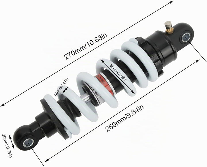 Stossdämpfer, 250 mm Motorrad Stossdämpfer Einstellbarer Federungsdämpfer für ATV Go Kart Scooter Di