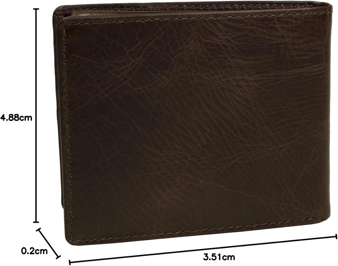 Fossil Herren Derrick Leder Bifold Geldbörse 11,43 cm L x 1,905 cm B x 8,89 cm H Dunkelbraun, Dunkel