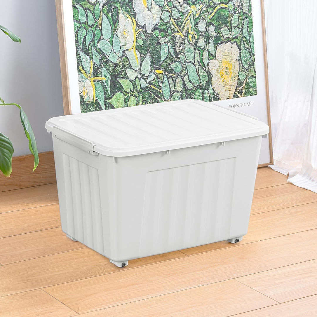 Cetomo,55L,6er-Pack, Aufbewahrungsbox mit deckel,Aufbewahrungsboxen, mit Clips, stapelbar, Wohnzimme